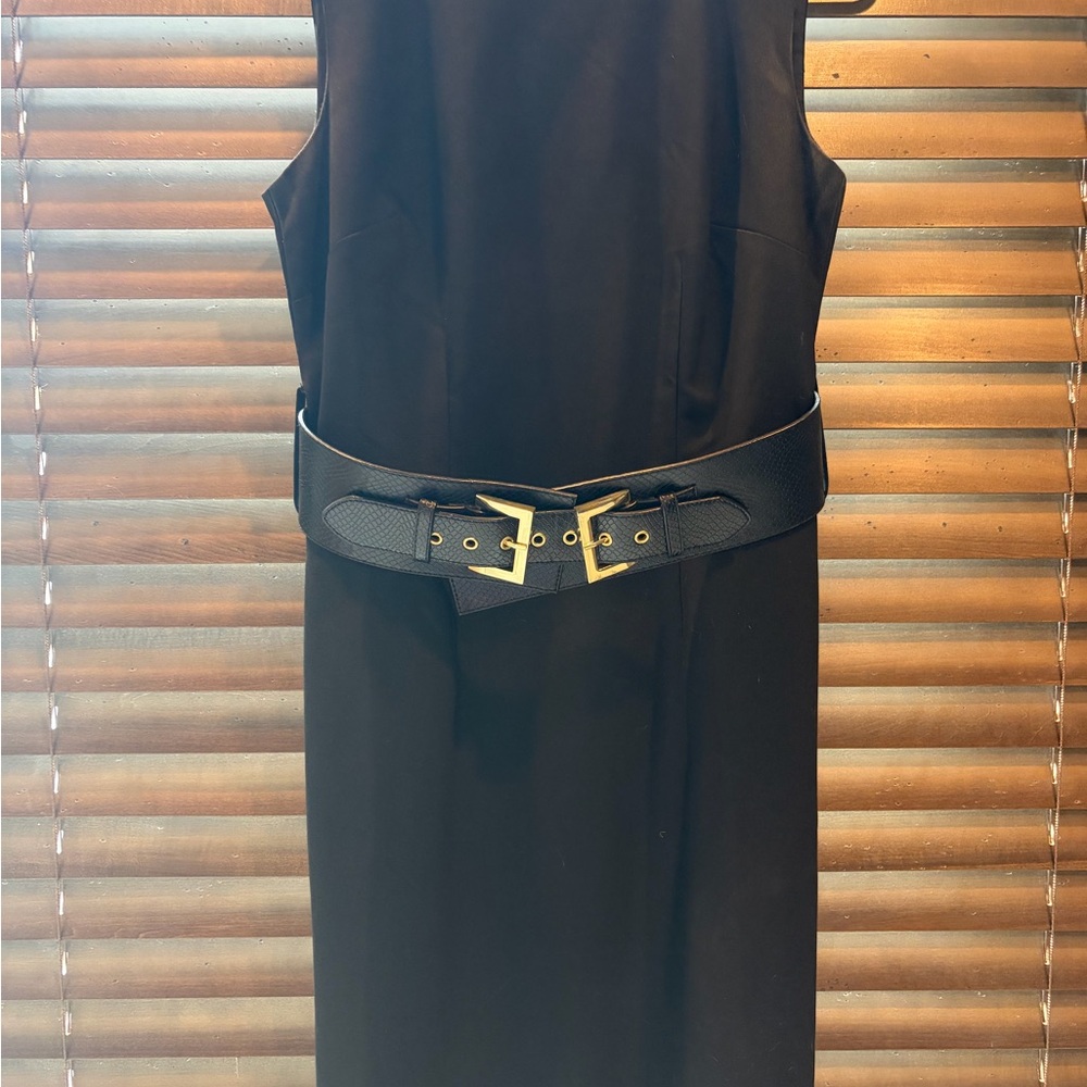 LOFT Black Women's Dress with Subtle V-Neck